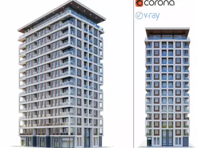 Modern residential building 2 3D model