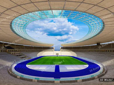 Olympiastadion - Berlin Germany Low-poly 3D model