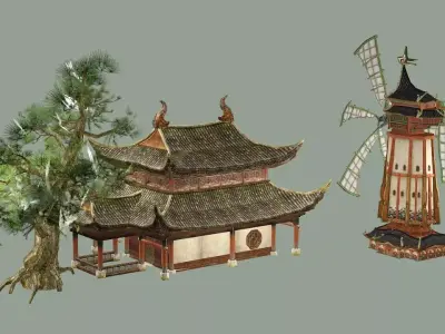 Japan Asian Medieval Hut E House 3D Model Low-poly 3D model