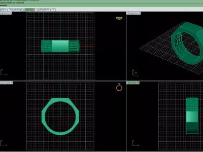 Monolith Grid Gold Ring 3D print model
