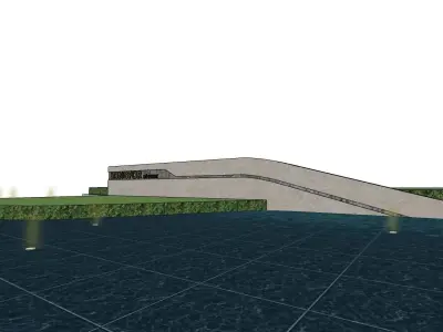Boundary wall entrance landscape 3D model