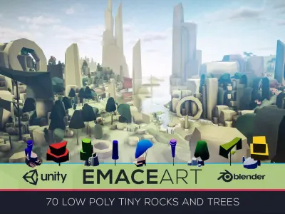 Low Poly Nature Project - Trees And Rocks Pack Tiny Edition Low-poly 3D model