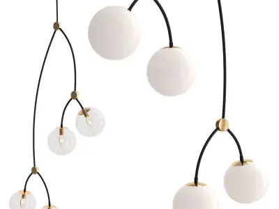 VINEE pendant light with three balls hanging from it 3D model