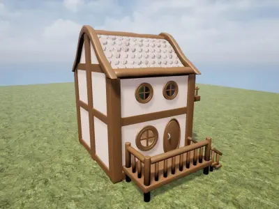 Medieval Fantasy Town Building 4 Game Ready Low-poly 3D model