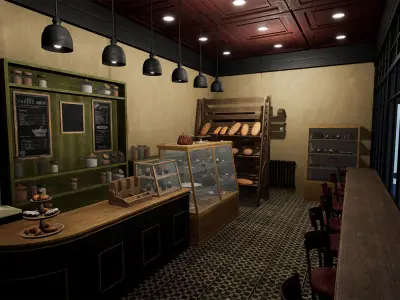 New York City 1950 Modular Building With interior Game Ready Low-poly 3D model