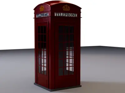 Briritsh Telephone Booth Low-poly 3D model
