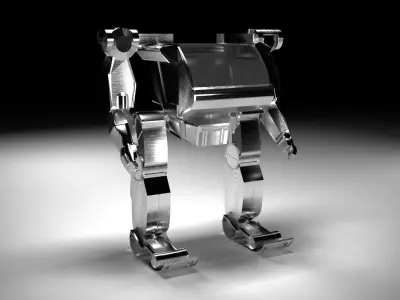 Game Ready Low Poly Robot silver 3D model
