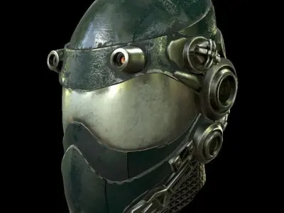 Helmet sci fi 4 texture options low and high poly Low-poly 3D model