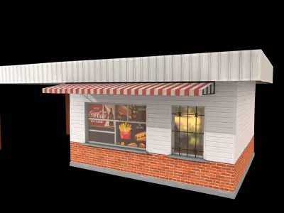 fast food shop Low-poly 3D model