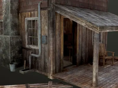 House with interior - For Village or Forest  Low-poly 3D model