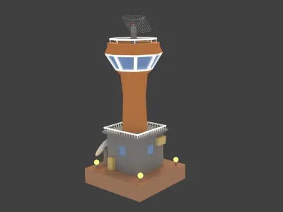 Low Poly Cartoony Space Colony Tower Low-poly 3D model