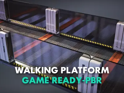 Modular Walking Platform  -Game Ready- PBR Low-poly 3D model