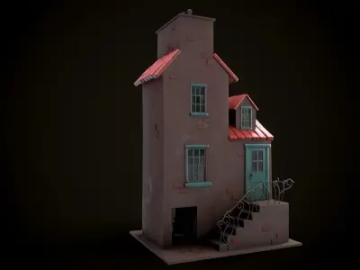 Stylized House Low-poly 3D model