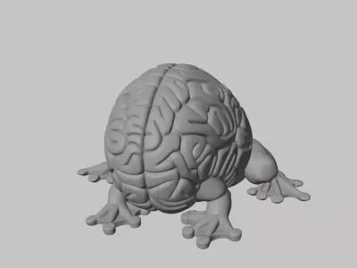 Brain Frog Creature STL OBJ GLB 3D Printable Hybrid Brain Toad 3D print model