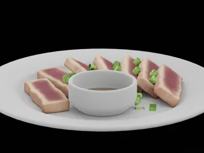 Steam Tuna Slices Low-poly 3D model