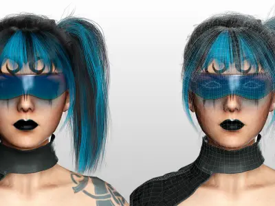 Nova X Stylized Sci Fi Cyberpunk Girl Character Low-poly 3D model