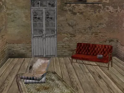 dirty room bedroom low poly Low-poly 3D model