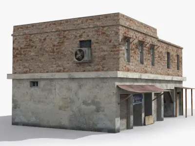 Slum w brick building Low-poly 3D model