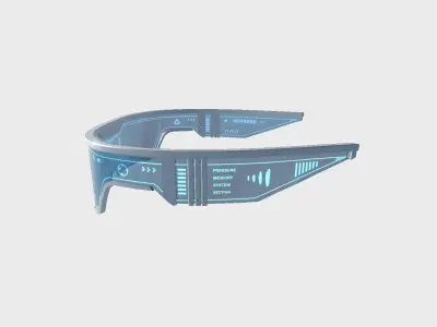 SciFi Glasses Visor 04 White Blue - Character Design Fashion Low-poly 3D model