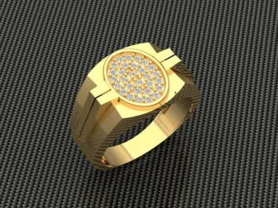 Rings gold and silver ring with diamonds 3D print model