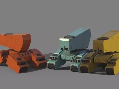 Robot tank Low-poly 3D model