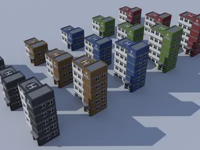 Cartoon Building Low Poly Building Commercial Police Station Low-poly 3D model