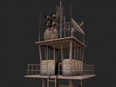 Post Apo Windmill Watchtower and Transmission Tower Collection Low-poly 3D model