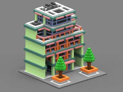 House Voxel - 18 Low-poly 3D model