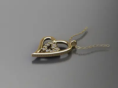  Heart Stone Pendant 3D print model