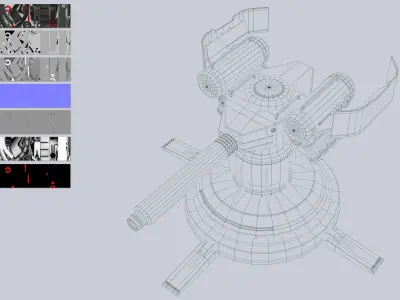 Plasma turret Low-poly 3D model 6