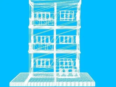 Low Poly Pink Storey Building House Low-poly 3D model