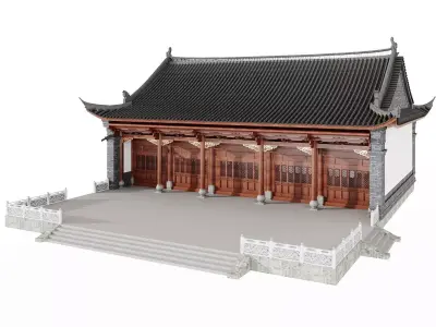 Japan Historic Temple Main Hall Building 3D model