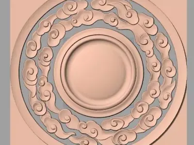 Door flower 3D relief STL Model for CNC woodworking carving E285 3D model