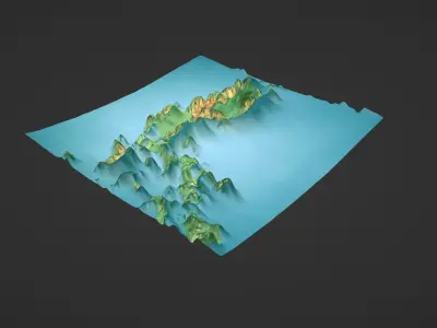 Luzon Island  Map Topography Low-poly 3D model
