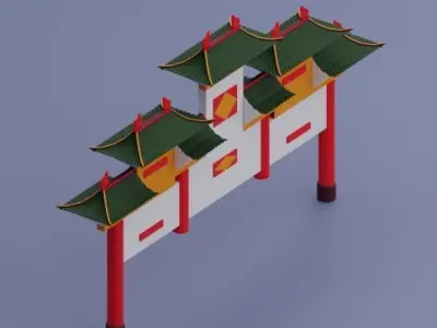 Ancient Chinese Entrance Low-poly 3D model