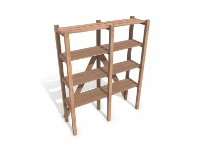  Old Wooden storage Shelf Low-poly PBR 