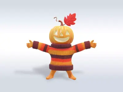 Jolly Pumpkin halloween Character 3D model