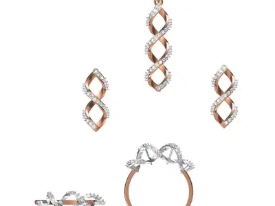 Light wt Ring Earrings Pendant set stl jcd 1-render details  3D print model 6