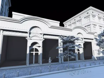 Classic stone facade-Building Classic Facade Element 3D model 3