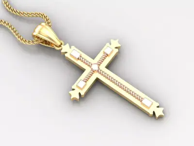 High Cross Pendant Light Gold 18K 4CP084 3D print model