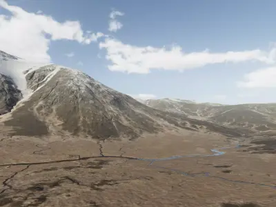 Hilltop topography and landform 3D model