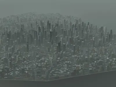 Foggy City Low-poly 3D model