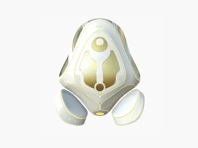SciFi Backpack H04 White Gold - Fashion Character Design Low-poly 3D model