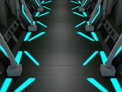 Sci Fi Corridor 3D model 5