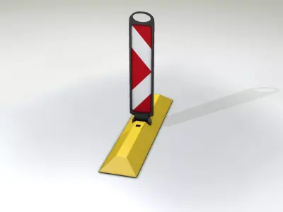 Yellow guide barrier 12 pointing right 628-21 Low-poly 3D model