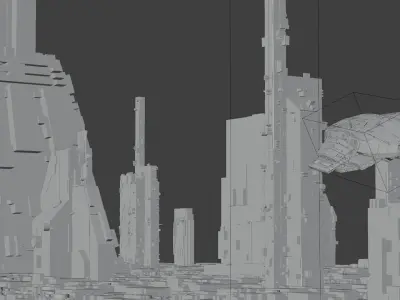 33 Low Poly Scifi Buildings  3D model