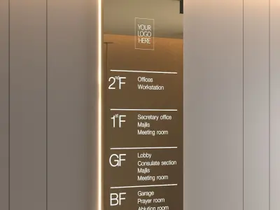 Signage Design 3D Model Interior Scene Low-poly 3D model