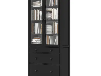 IKEA - HEMNES Cabinet with glass door and 3 drawers with books 3D model