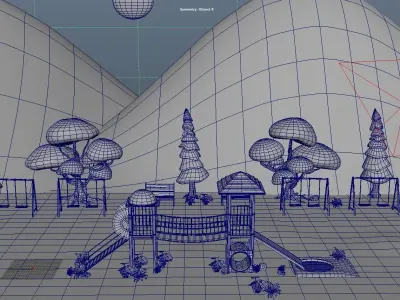 Garden Park Swings and Slide  Low-poly 3D model