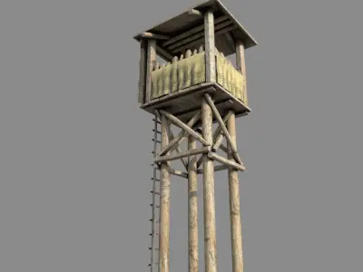Medieval Wooden Tower Low-poly 3D model